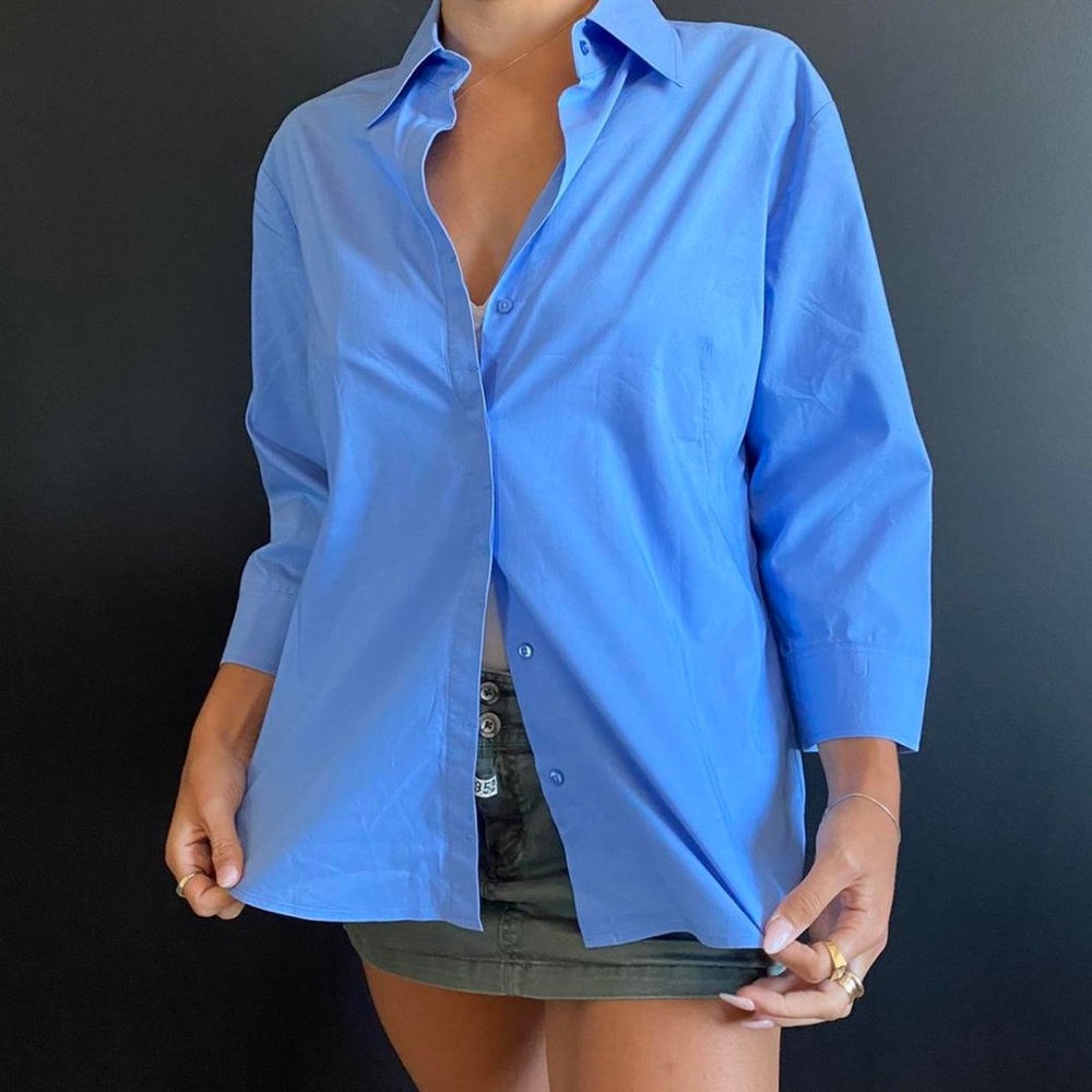 Blue Button Down Long Sleeve Shirt Djerf